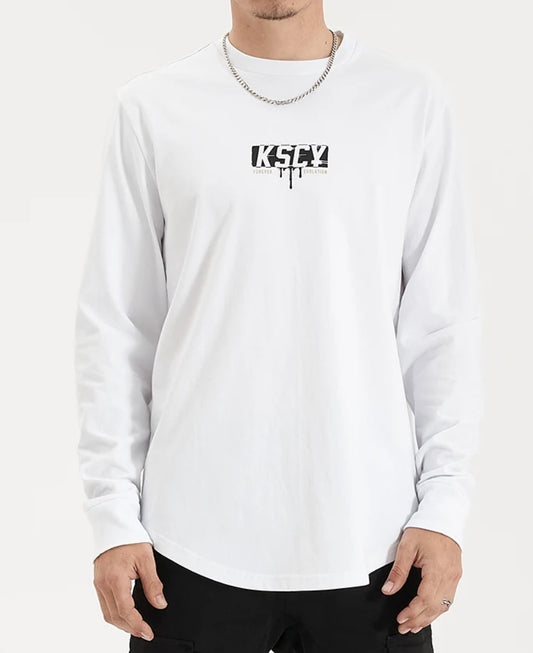 Kiss Chacey Punks Heavy Dual Curved LS Tee- White