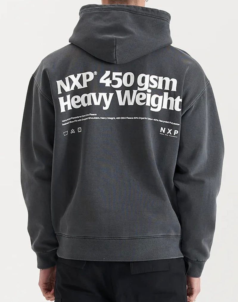 Nena & Pasadena Core Line Heavy Box Fit Hooded Sweater- Pigment Asphalt