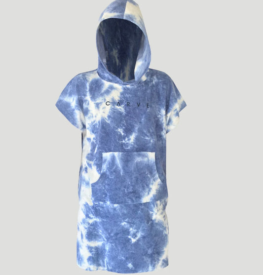 Carve Tie Dye Vibes Toddler Beach Poncho - Blue and White