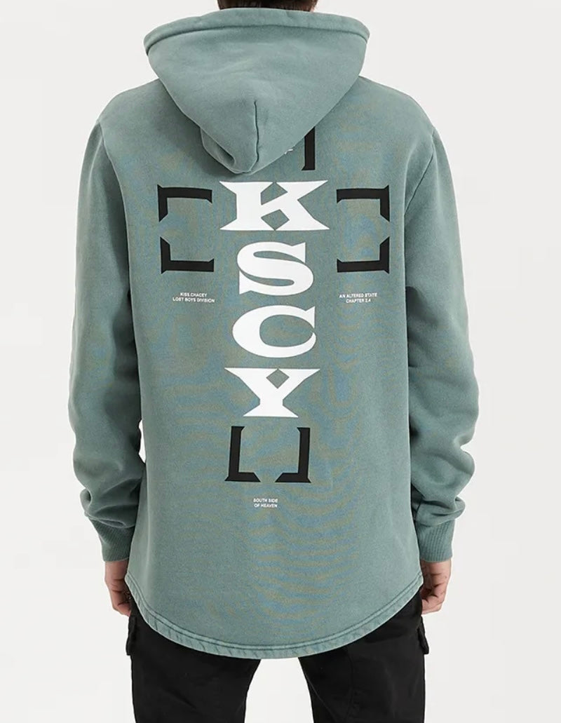 Kiss Chacey Unstated Heavy Hooded Dual Curved Sweater- Pigment Trellis