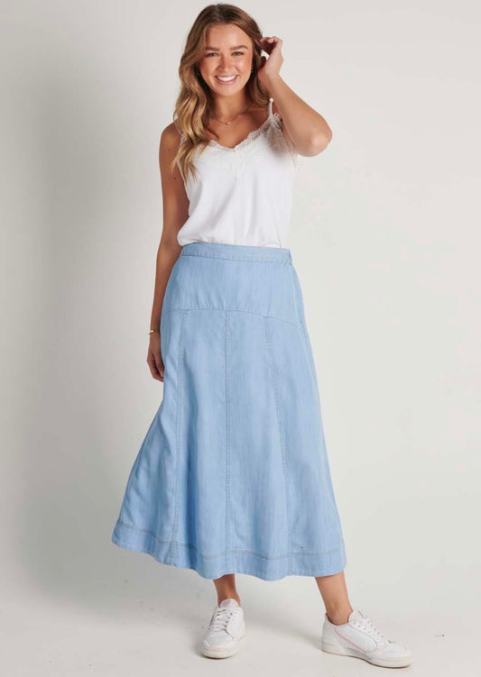 One Ten Willow Maxi Skirt- Chambray Blue