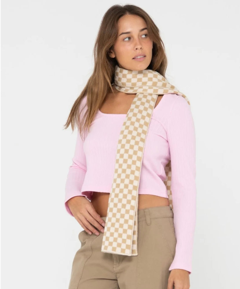 Rusty Check Mate Reversible Scarf- Cream
