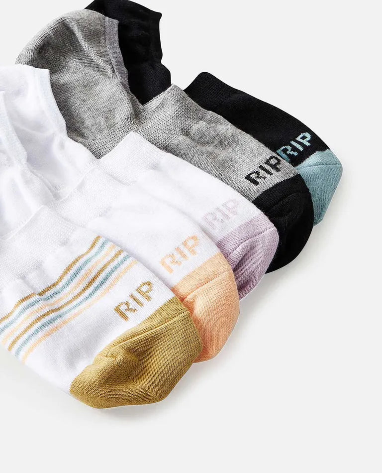 Rip Curl Invisible Sock 5pk- Ladies- Multico