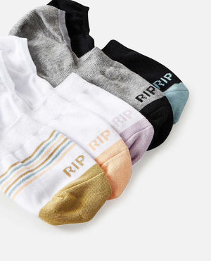 Rip Curl Invisible Sock 5pk- Ladies- Multico