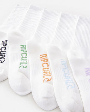 Rip Curl School Socks 5-Pk - Boy - White