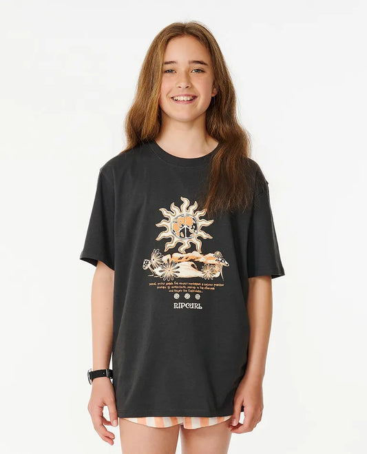 Rip Curl Earth Waves Art Tee - Washed Black