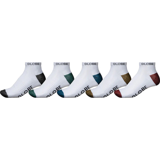 Globe Ingles Ankle Sock 5 Pack White/Assorted - 7-11