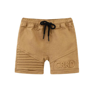 Cracked Soda Knox Embossed Denim Short - Tan