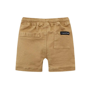 Cracked Soda Knox Embossed Denim Short - Tan