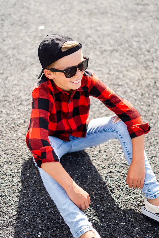 Beau Hudson Kids ‘The Jack’ Buffalo Shirt- Red/Black