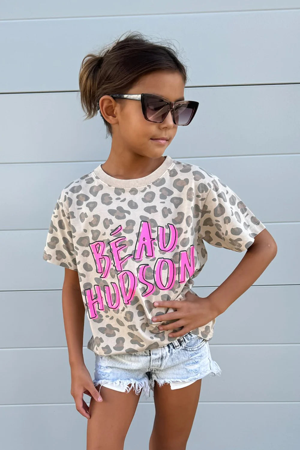 Beau Hudson Neon Leopard Tee- Kids
