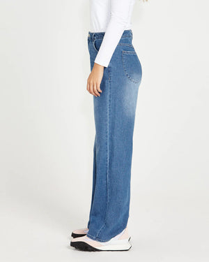 Sass Emerald High Waisted Wide Leg Jeans - 80 Wash