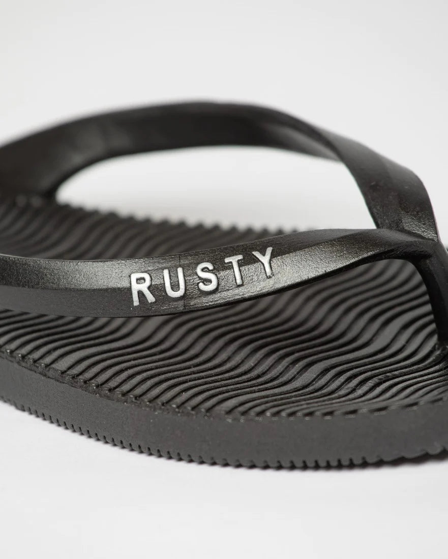 Rusty Sandbar Thong- Black/Silver