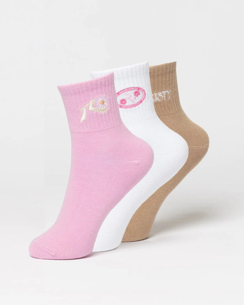 Rusty Fancy Day Crew 3 Sock Pack- Multi 1