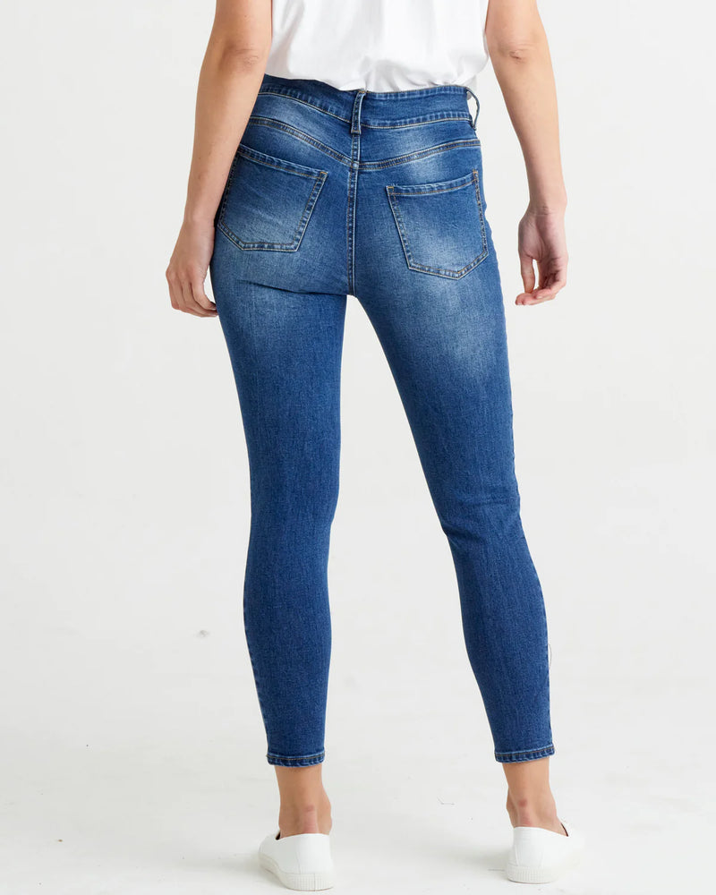 Betty Basics Harlem Slim Fit Crop Jean- Indigo Mix