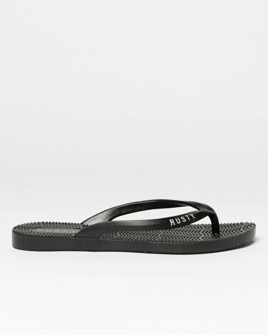 Rusty Sandbar Thong- Black/Silver