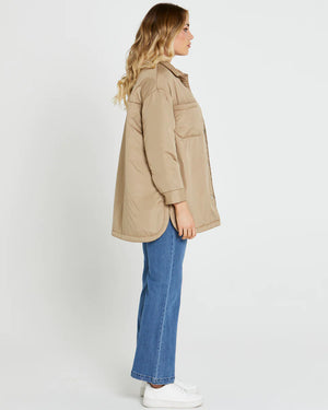 Sass Jamie Oversized Puffer Shacket - Tan