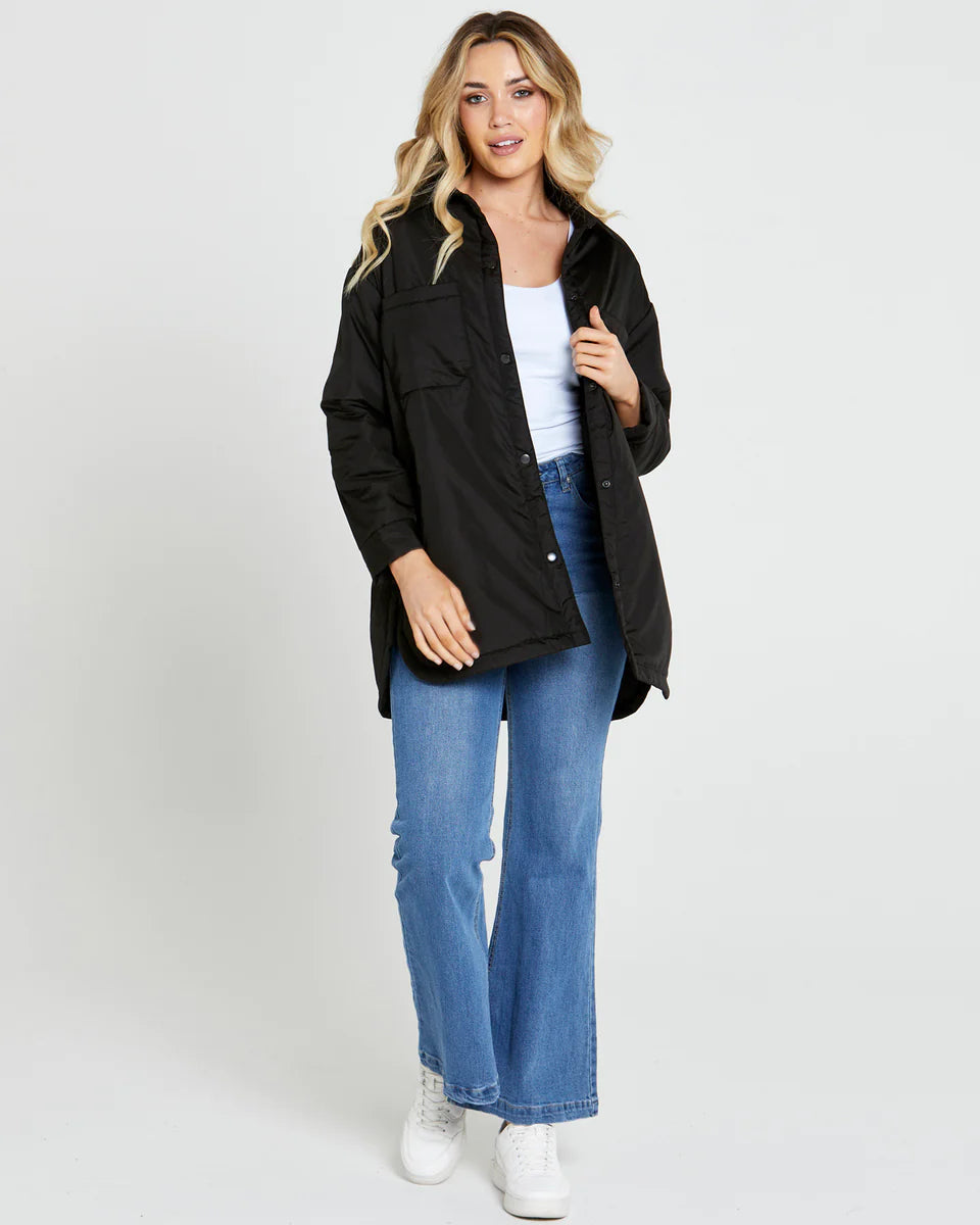 Sass Jamie Oversized Puffer Shacket - Black