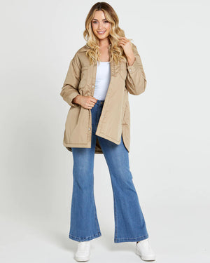 Sass Jamie Oversized Puffer Shacket - Tan