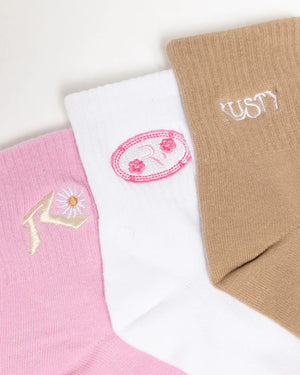 Rusty Fancy Day Crew 3 Sock Pack- Multi 1