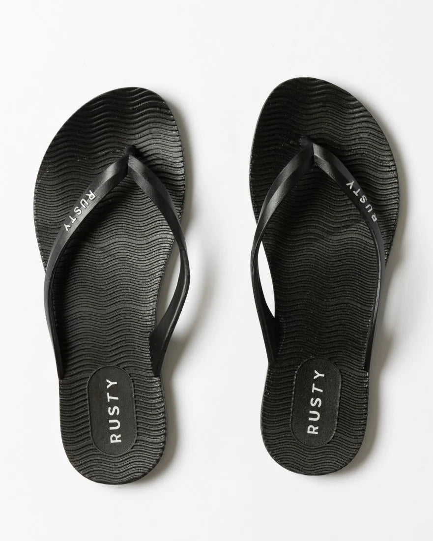 Rusty Sandbar Thong- Black/Silver