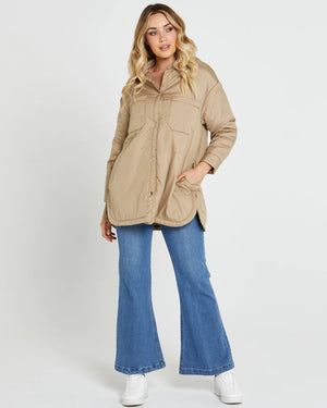 Sass Jamie Oversized Puffer Shacket - Tan