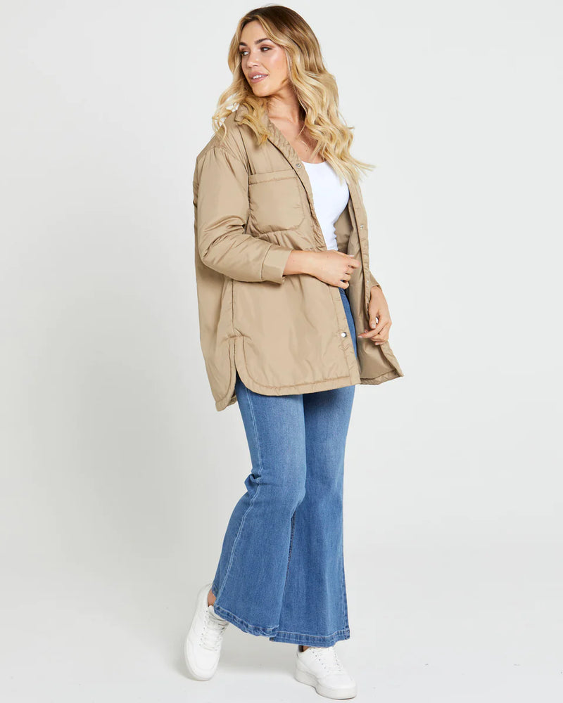 Sass Jamie Oversized Puffer Shacket - Tan