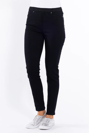 Cafe Latte Coloured Stretch Cotton Jegging- Black