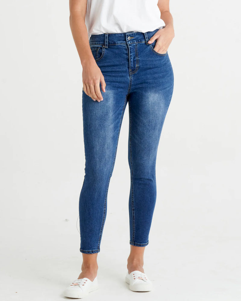 Betty Basics Harlem Slim Fit Crop Jean- Indigo Mix