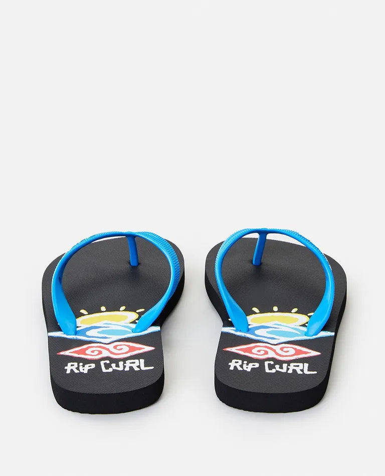 Rip Curl Painted Searcher Open Toe Boys Thong - Black