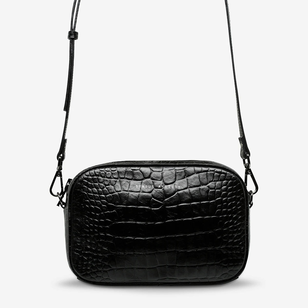 Status Anxiety Plunder Bag- Black Croc Emboss