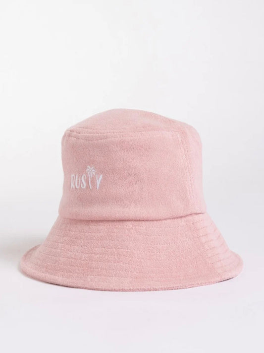 Rusty Sunny Towelling Bucket Hat Girls - Pink Nectar