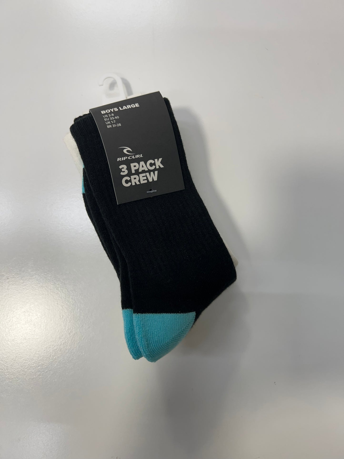 Rip Curl Art Crew Sock 3pk Boy- Black/Blue