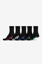 Globe Mens Large Stealth Crew Socks 5 Pack- Black (12-15)