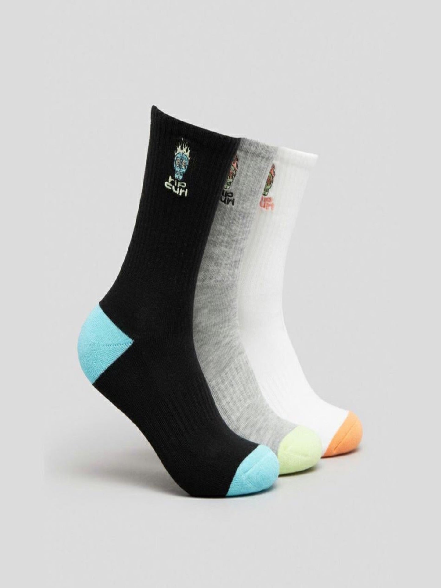 Rip Curl Art Crew Sock 3pk Boy- Black/Blue