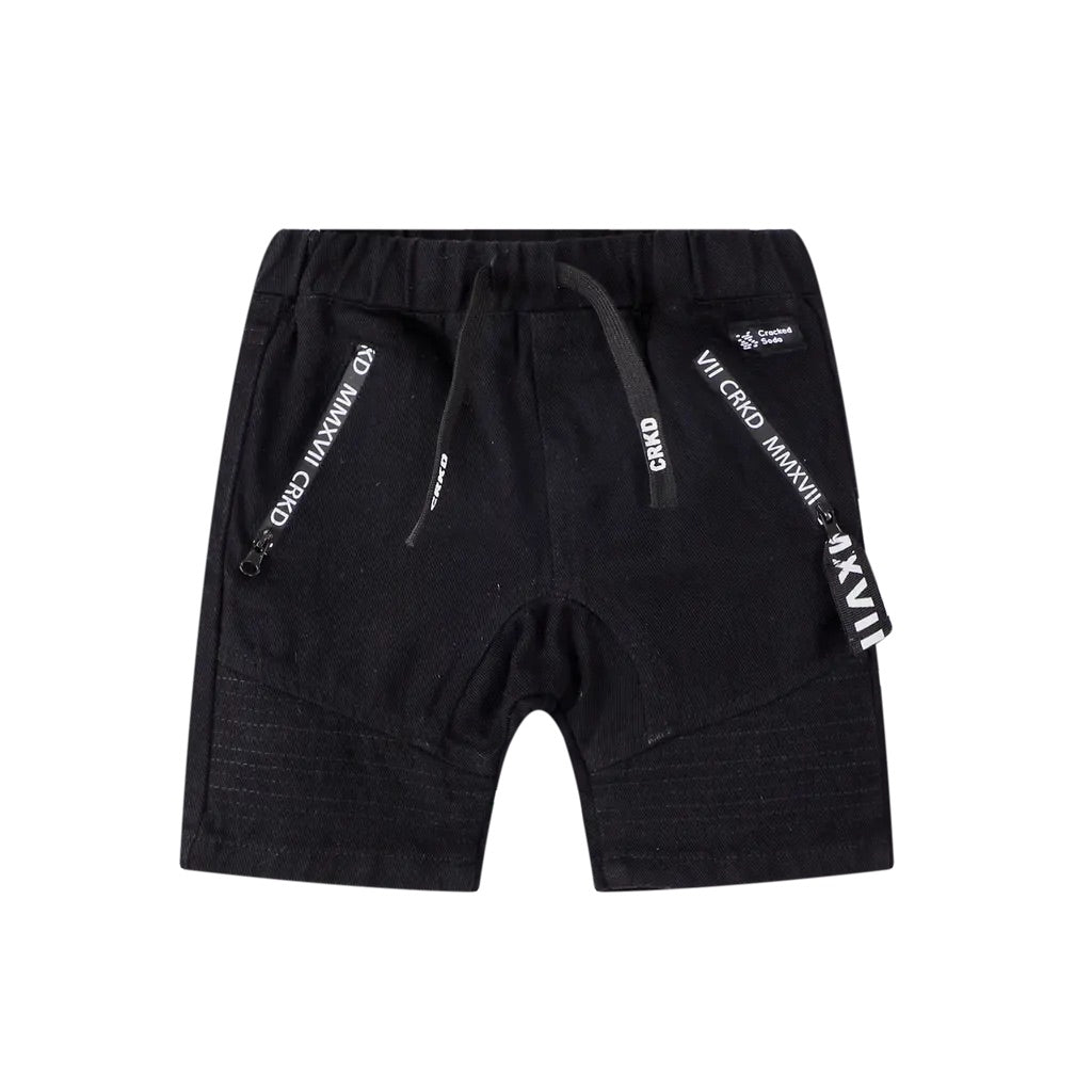 Cracked Soda Baby Boy Jax Detailed Shorts - Black