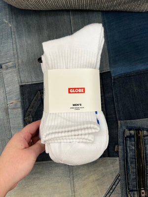 Globe Large Stealth Crew Sock - 5 Pack- White (12-15)