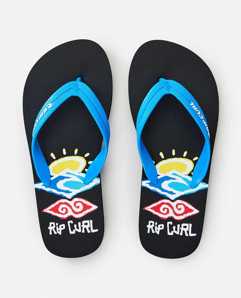 Rip Curl Painted Searcher Open Toe Boys Thong - Black