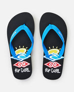 Rip Curl Painted Searcher Open Toe Boys Thong - Black