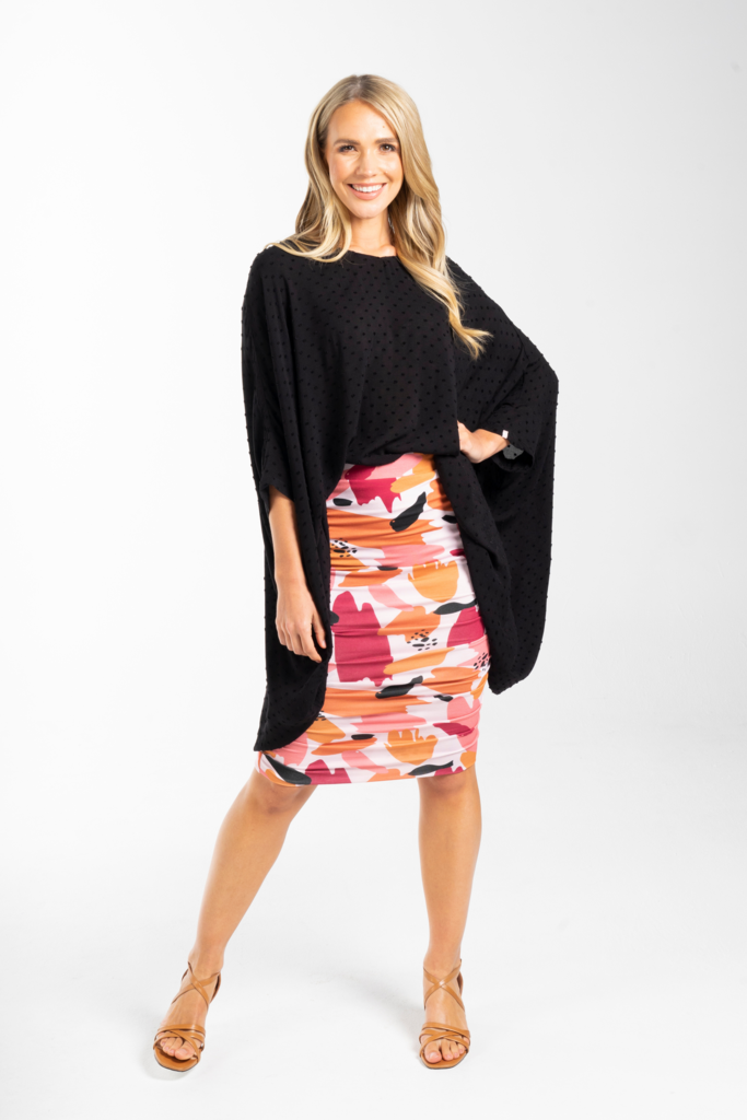 PQ Ruche Skirt - Peach Splash